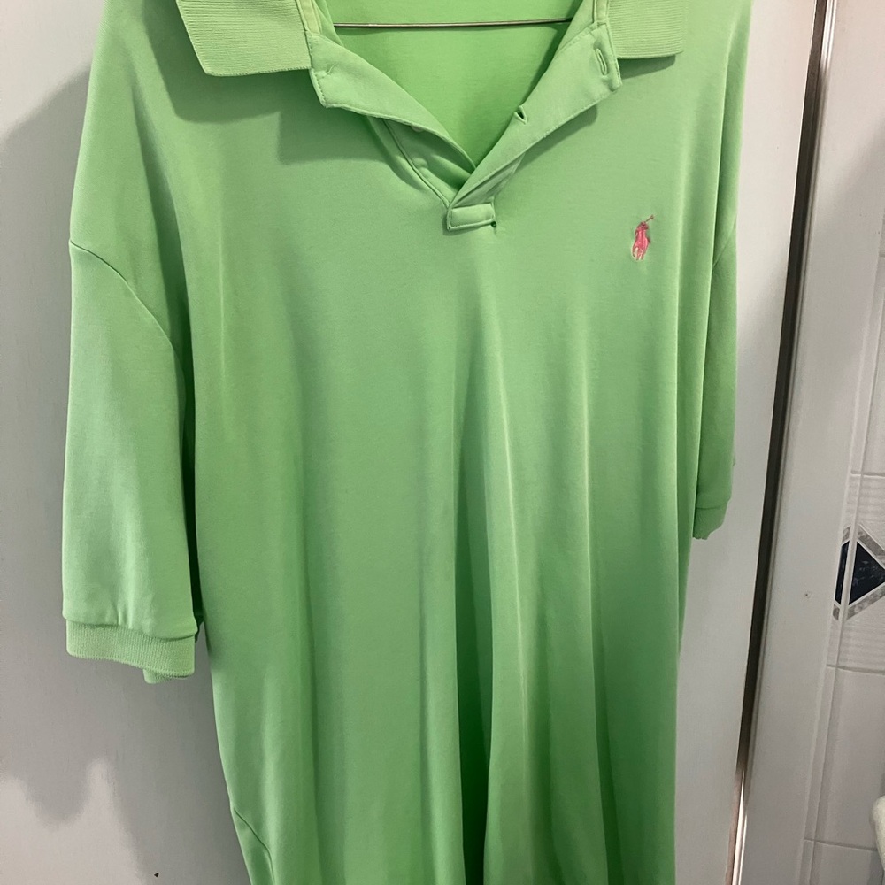 Polo Ralph Lauren neon green pink pony embroidered logo polo shirt size XL